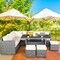 7 Pieces Patio Rattan Dining Furniture Sectional Sofa Set With Wicker Ottoman